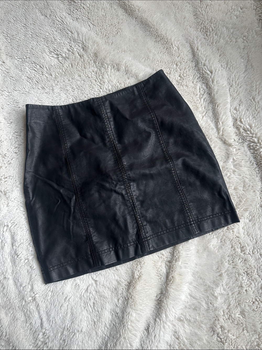 Free People Modern Femme Vegan Leather Mini Skirt in Black Size 4